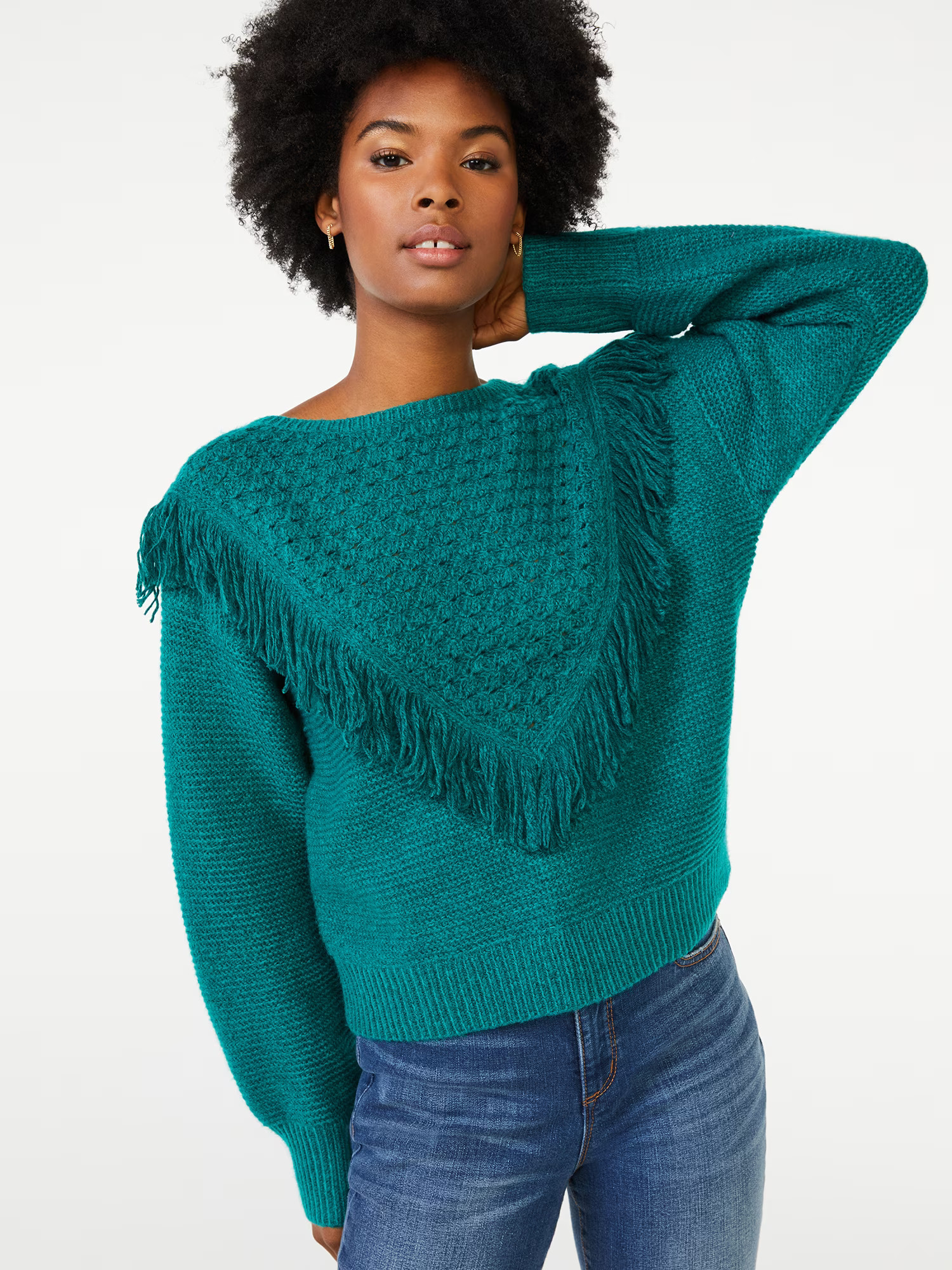 Scoop Women's Fringe Sweater - Walmart.com | Walmart (US)