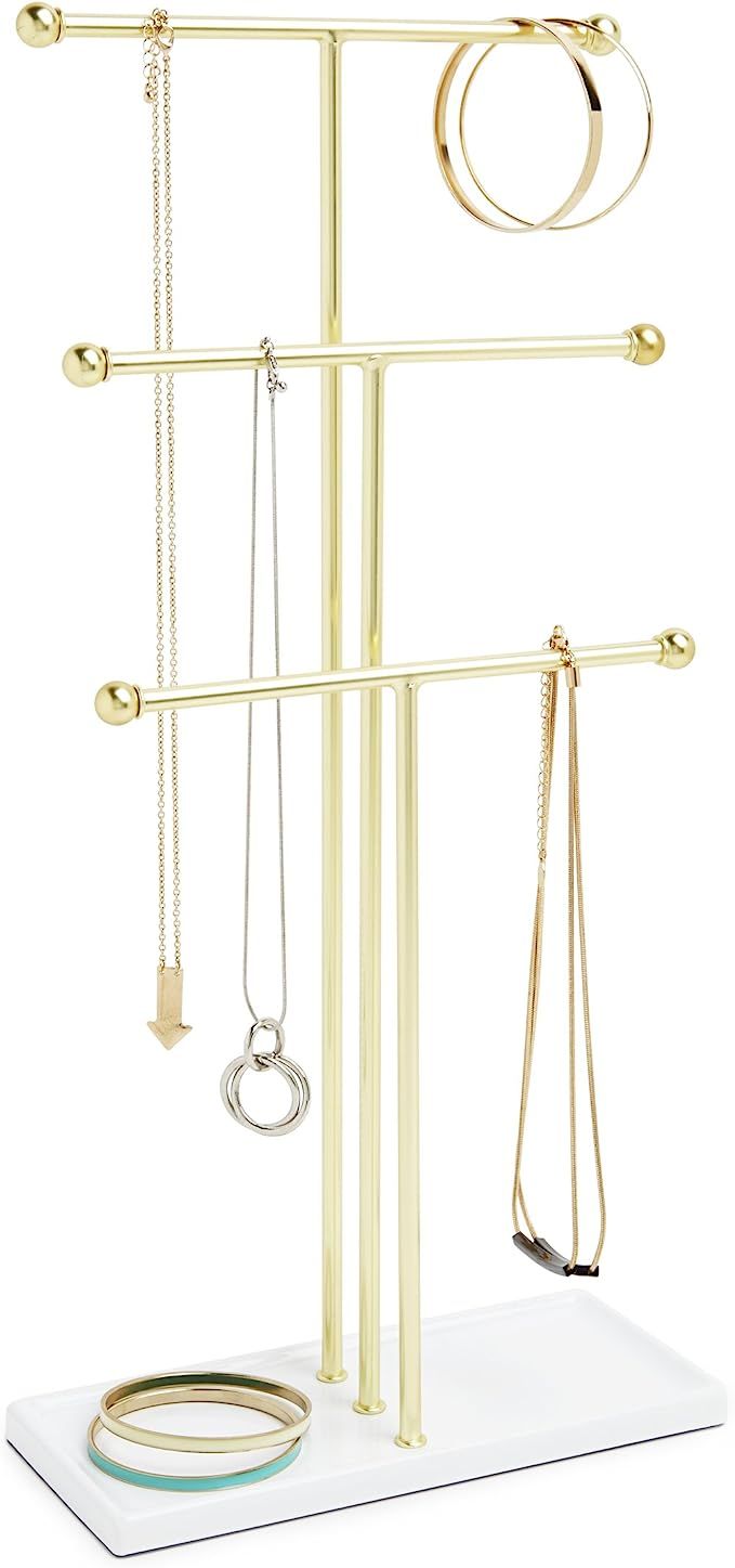 Umbra Trigem Hanging Organizer – 3 Tier Table Top Necklace Holder, Box Display with Jewelry Tra... | Amazon (US)