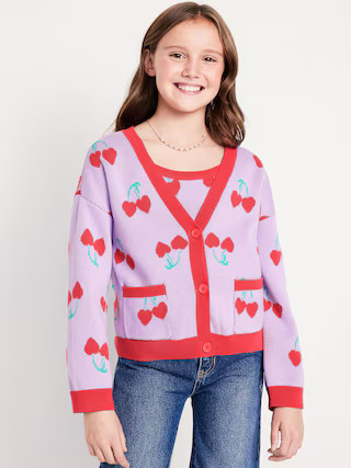 Printed Button-Front Cardigan Sweater for Girls | Old Navy | Old Navy (US)