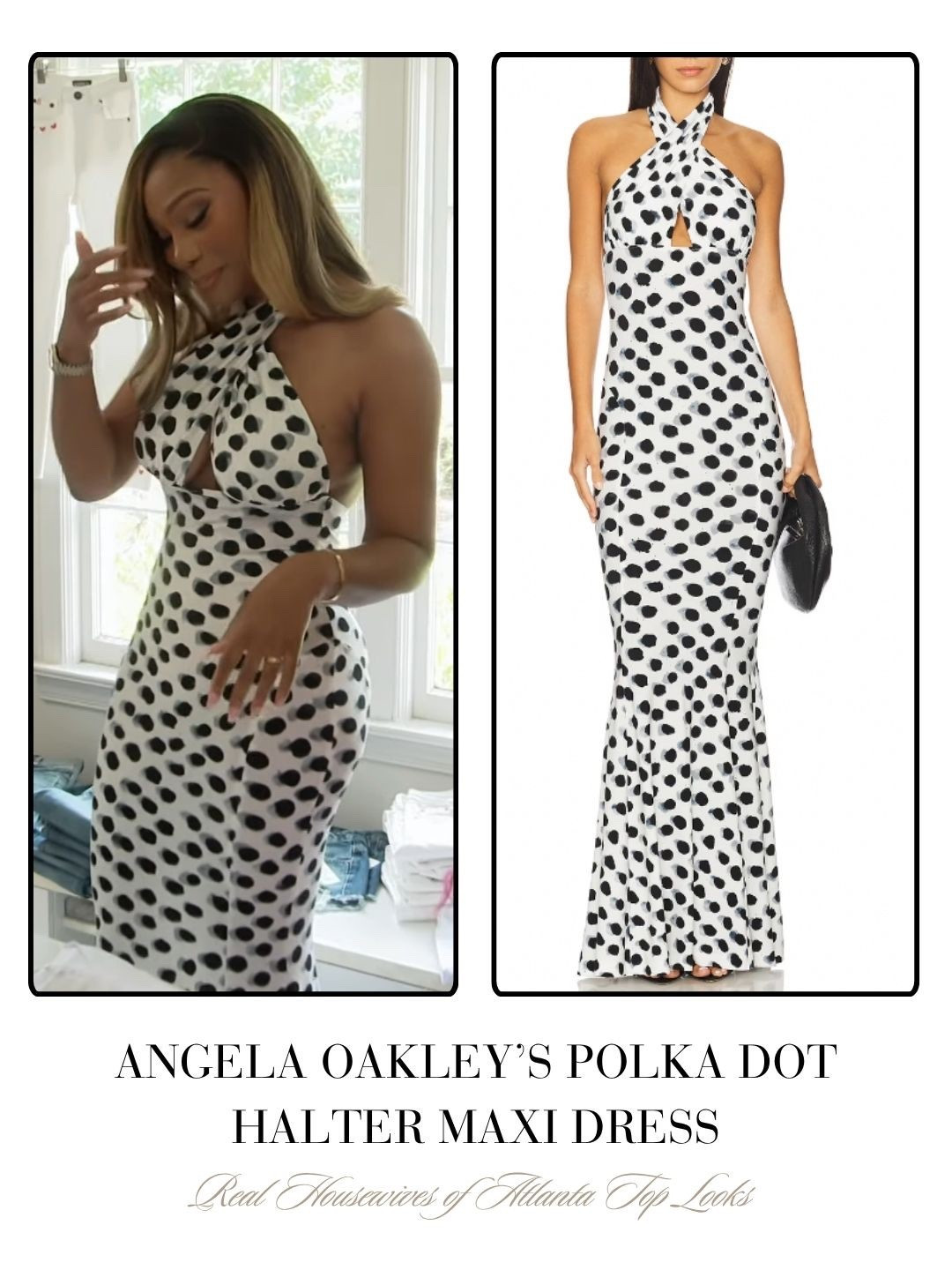 Angela Oakley’s Pola Dot Halter Maxi Dress 
