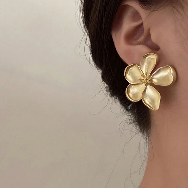 New Exaggerated European & American Style Metal Flower Stud Earrings For Women's Daily Wear Fashi... | AliExpress (US)