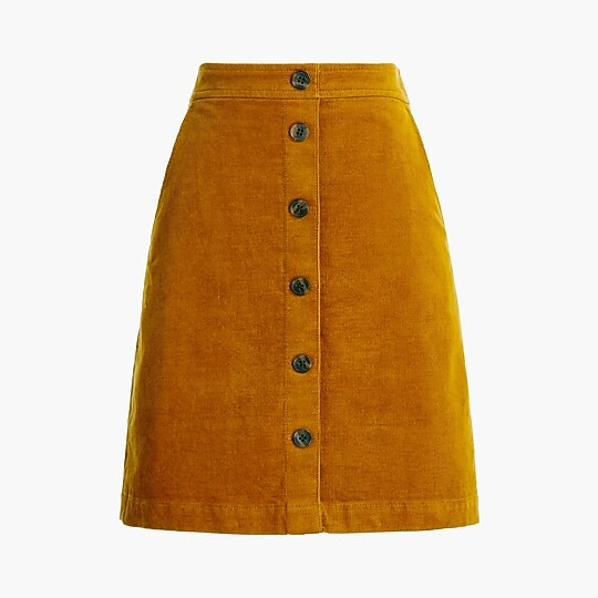 Corduroy button-front mini skirt | J.Crew Factory