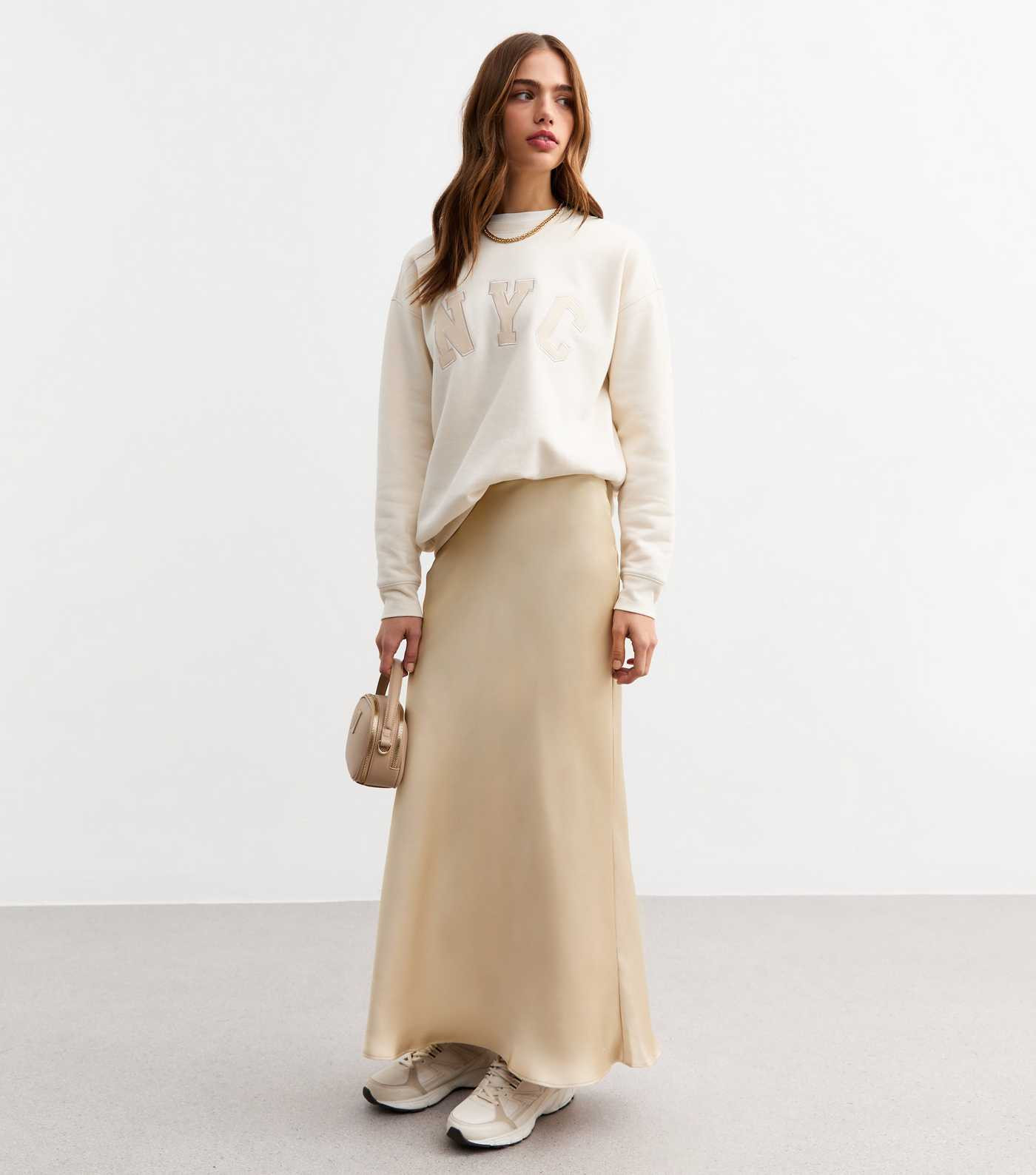 Cream Satin Midi Skirt | New Look | New Look (UK)