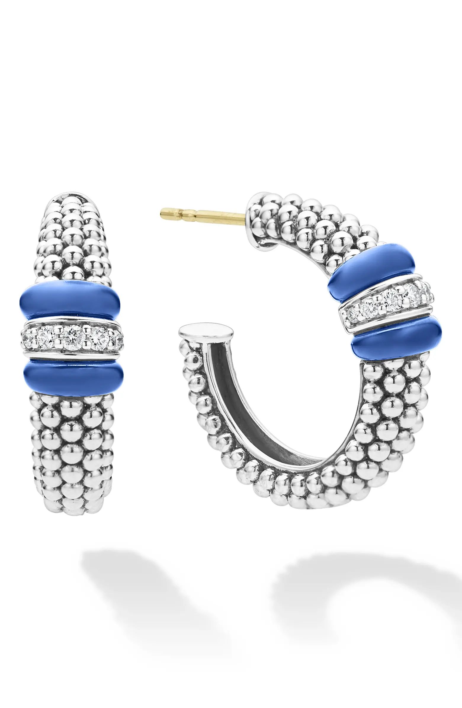 LAGOS Blue Caviar Diamond Hoop Earrings | Nordstrom | Nordstrom