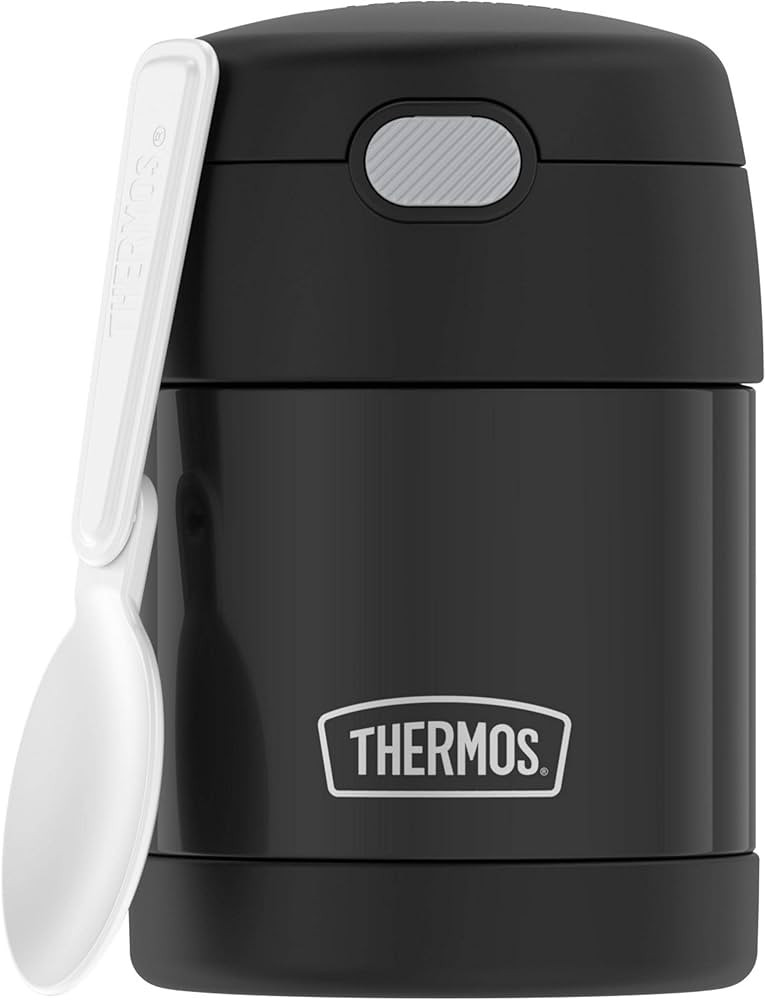 THERMOS FUNTAINER Insulated Food Jar, 10 Ounce, Kid Friendly Food Jar with Foldable Spoon, Black | Amazon (US)