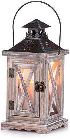Sziqiqi Vintage Distressed Wooden Decorative Lantern for Rustic Wedding Centerpiece Hanging Lante... | Amazon (US)