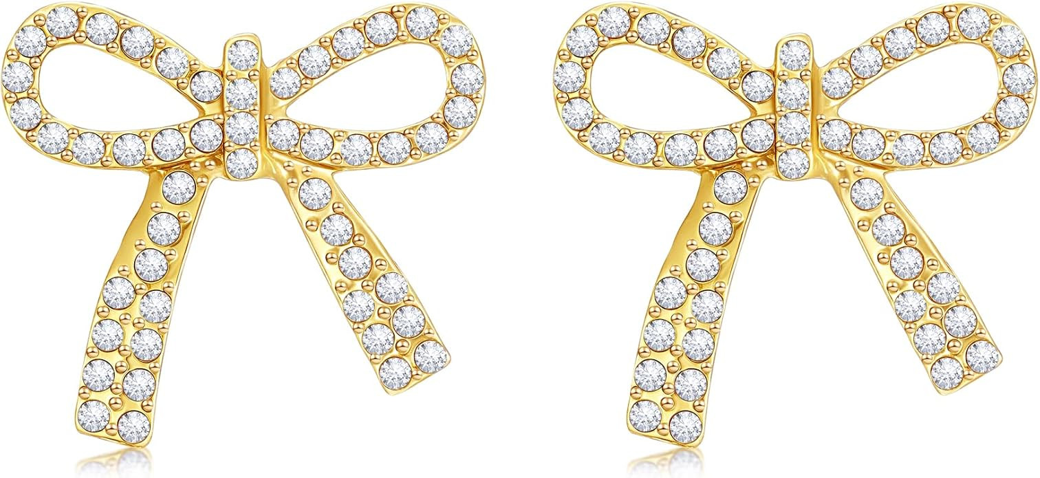 Teardrop Dangle Earrings for Women,Bow Pearl Gold Tassel Waterdrop Design, Statement Earring Stud | Amazon (US)