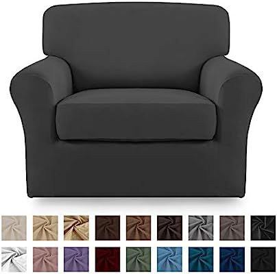 Easy-Going 2 Pieces Microfiber Stretch Couch Slipcover – Spandex Soft Fitted Sofa Couch Cover, ... | Amazon (US)
