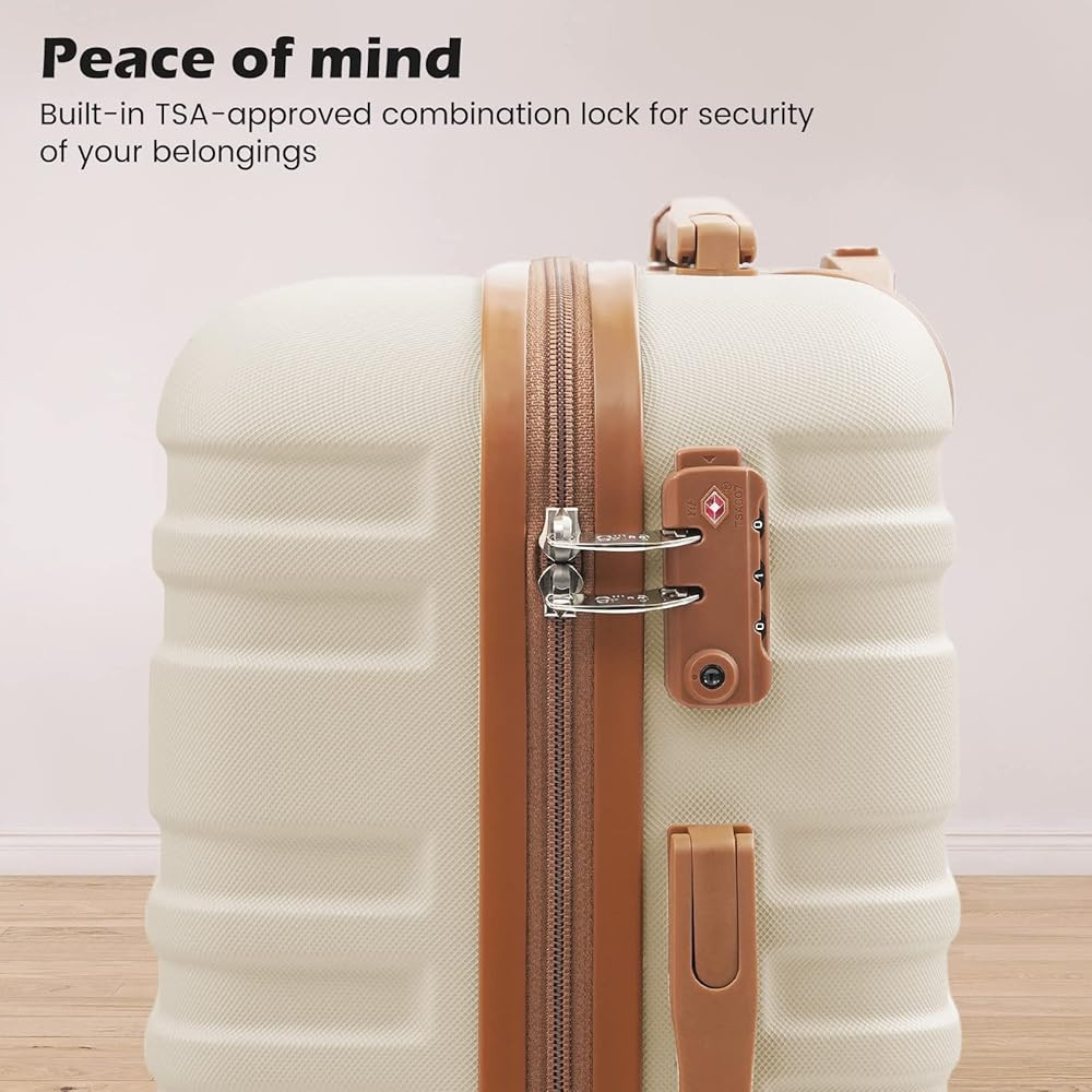 Coolife Suitcase Set 3 Piece Carry On Hardside Luggage with TSA Lock Spinner Wheels (White, S(20i... | Amazon (US)