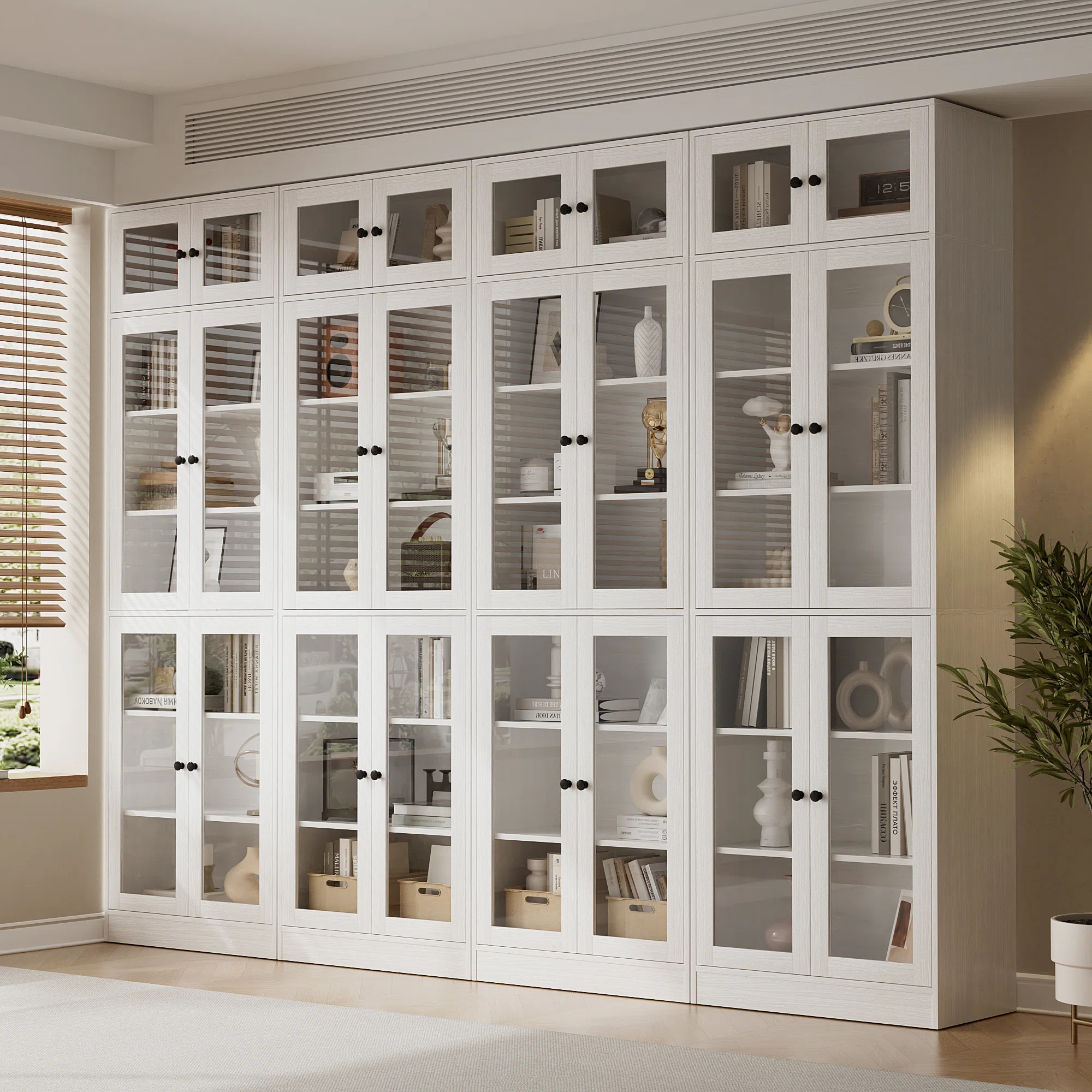 86.7'' H X 94.48'' W Book Cabinet Storage Bookcase Set | Wayfair North America