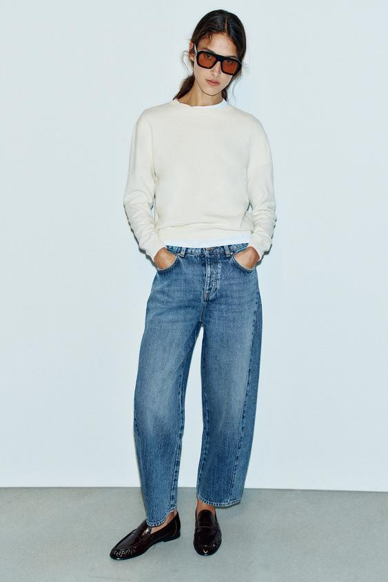 Zara - Z1975 High-Rise Barrel Jeans - White - 32 (Us 14) - Woman | Zara US