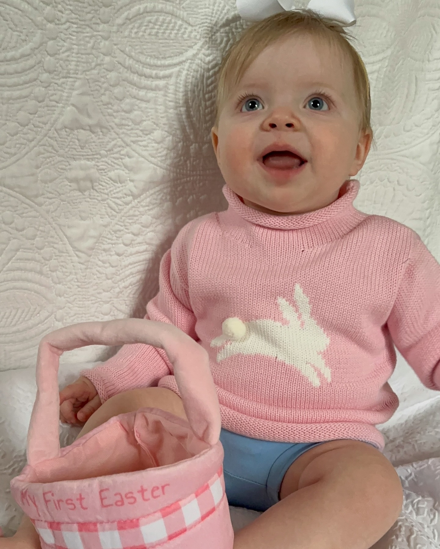 Addison’s #ootd • @mudpiegift dropped the cutest Easter clothes and accessories including this adorable bunny sweater and My First Easter plus basket that she absolutely loves! Check out the perfect gifts and use code SARAHJANE15 for 15% off your order. 🐣 🐰 🪺 

#mudpiegift #mudpie #eastergifts #kidsclothing #eastersweater #easterbasket

#LTKBaby #LTKKids