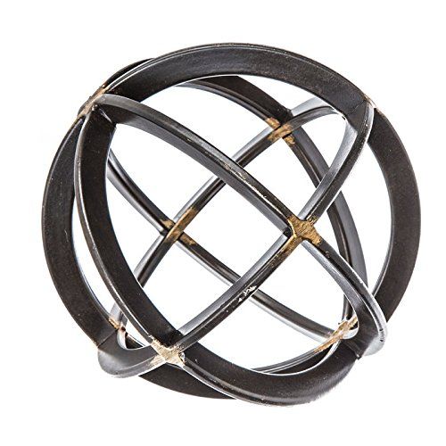 Black & Gold Iron Sphere - 7 inches - Decorative Bands Metal Sculpture - Modern Home Decor Accents - | Amazon (US)