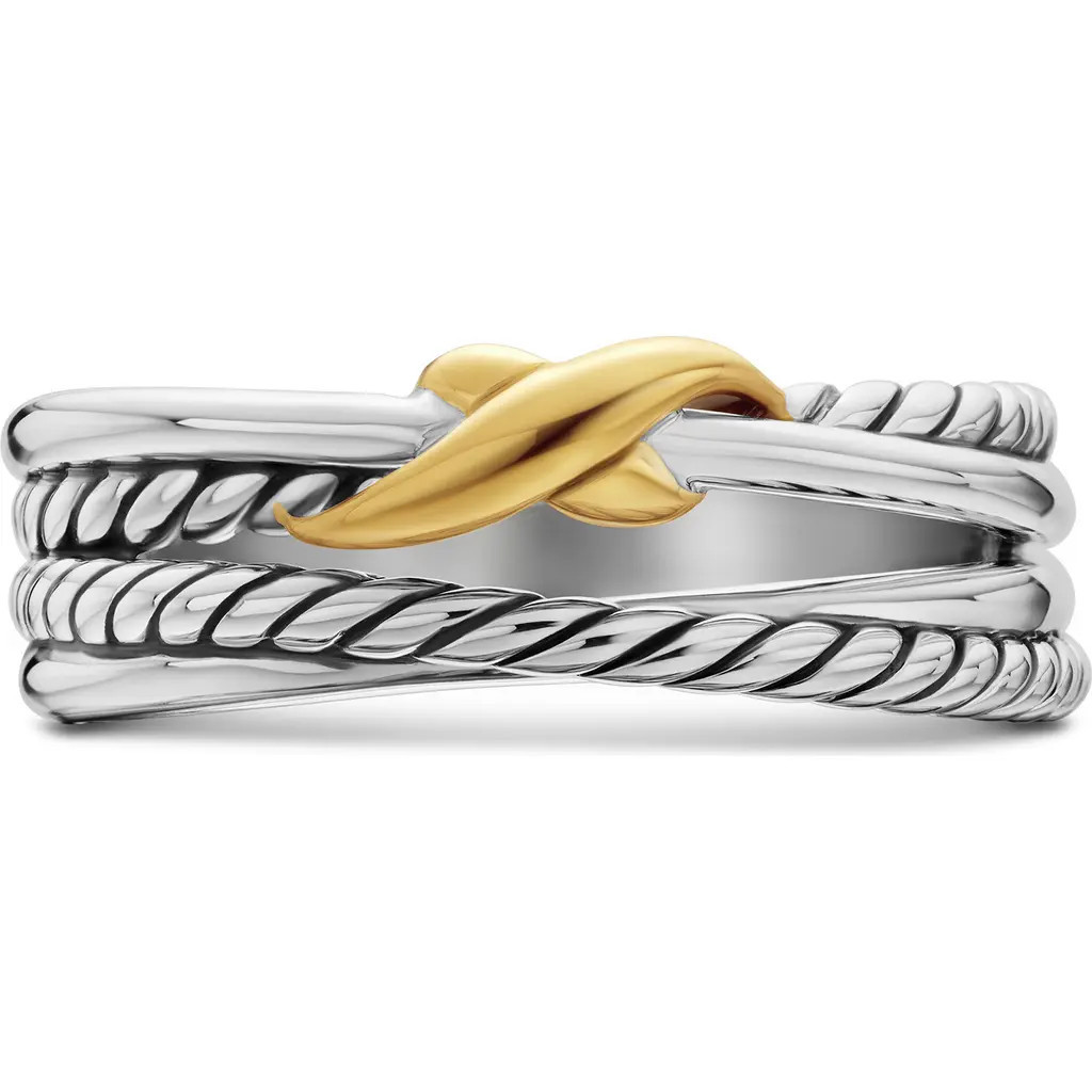 David Yurman X Crossover Band Ring in Sterling Silver with 18K Yellow Gold, 6mm in Two Tone at Nordstrom | Nordstrom
