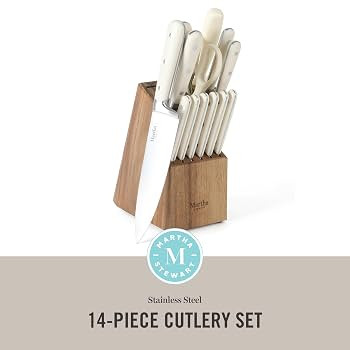 MARTHA STEWART Eastwalk 14 Piece High Carbon Stainless Steel Cutlery Kitchen Knife Block Set w/AB... | Amazon (US)