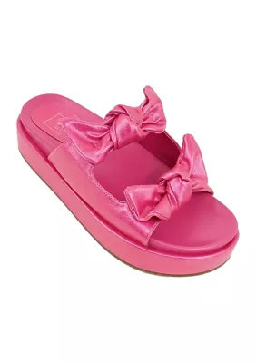SHUSHOP Women's Kiki Bow Slide Footbed Sandals, Fuchsia, 7.5M | Belk