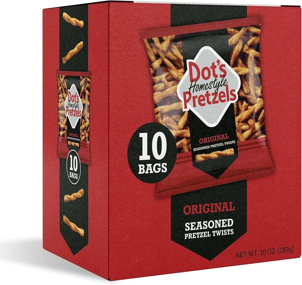 Dot's Pretzels Original Seasoned Pretzel Twist Snack, 1oz Individually Sized Bag (10 Count) | Amazon (US)