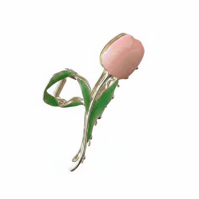 Anna-Kaci Tulip Flower Metal Hair Claw Clip with Enamel Petal and Leaf Detailing- Pink | Target