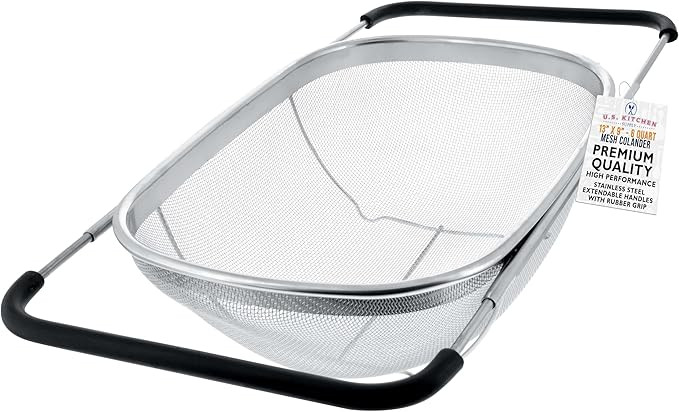 U.S. Kitchen Supply Stainless Steel Colander Strainer - 6-Quart Collapsible Colander with Expanda... | Amazon (US)