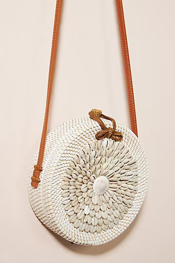 Shell-Embellished Rattan Crossbody Bag | Anthropologie (US)