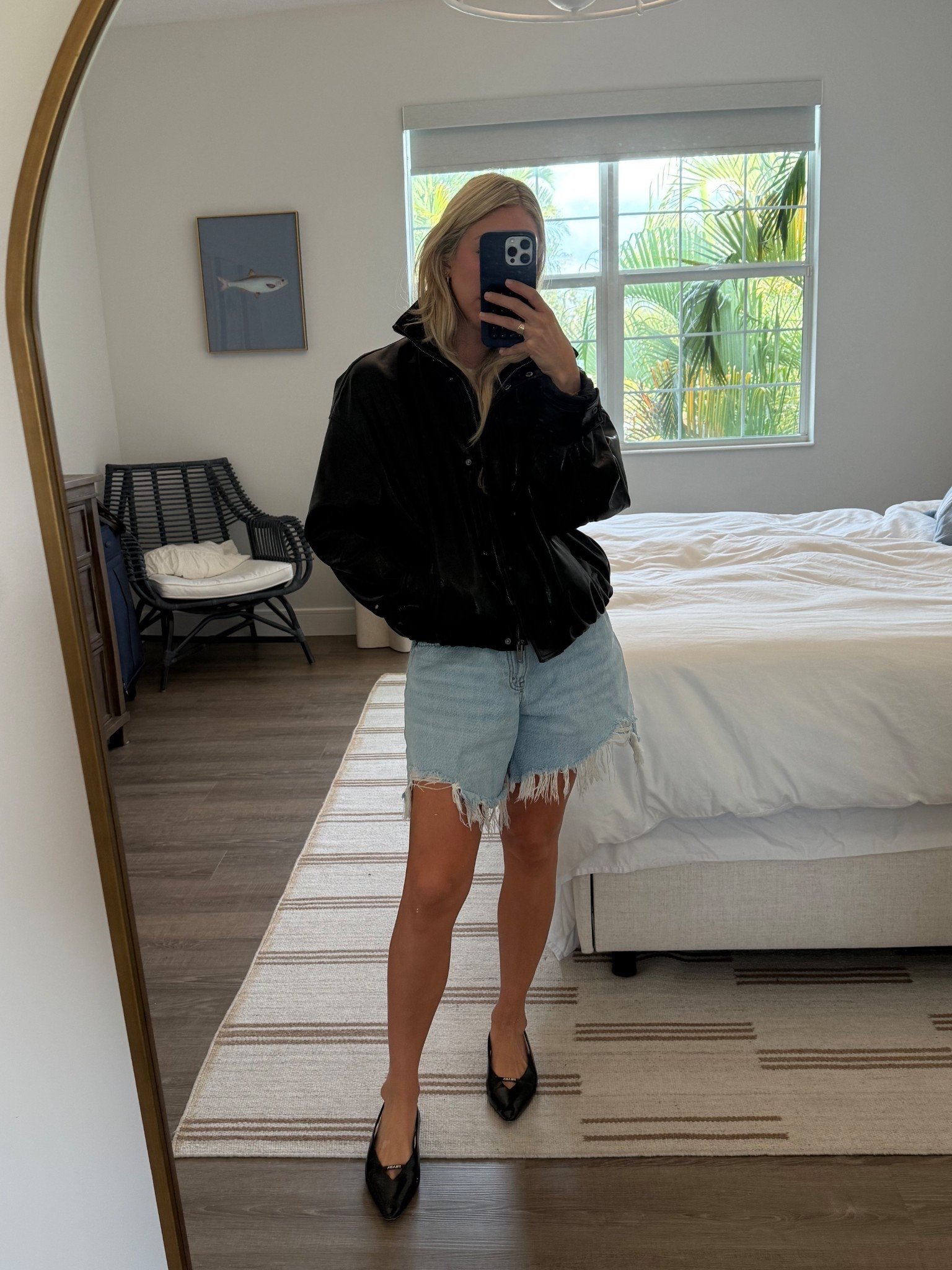 Zara leather jacket that I can’t post :(  and Prada flats 