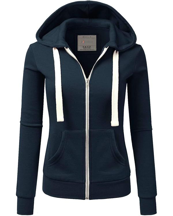 DOUBLJU Lightweight Thin Zip-Up Hoodie Jacket for Women with Plus Size | Amazon (US)