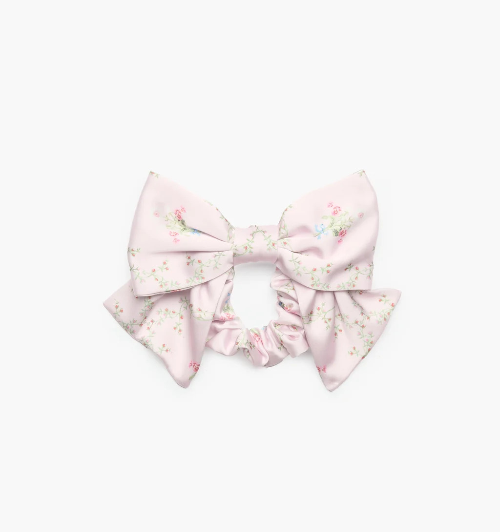 The Bow Scrunchie - Light Pink Trellis | Hill House Home US