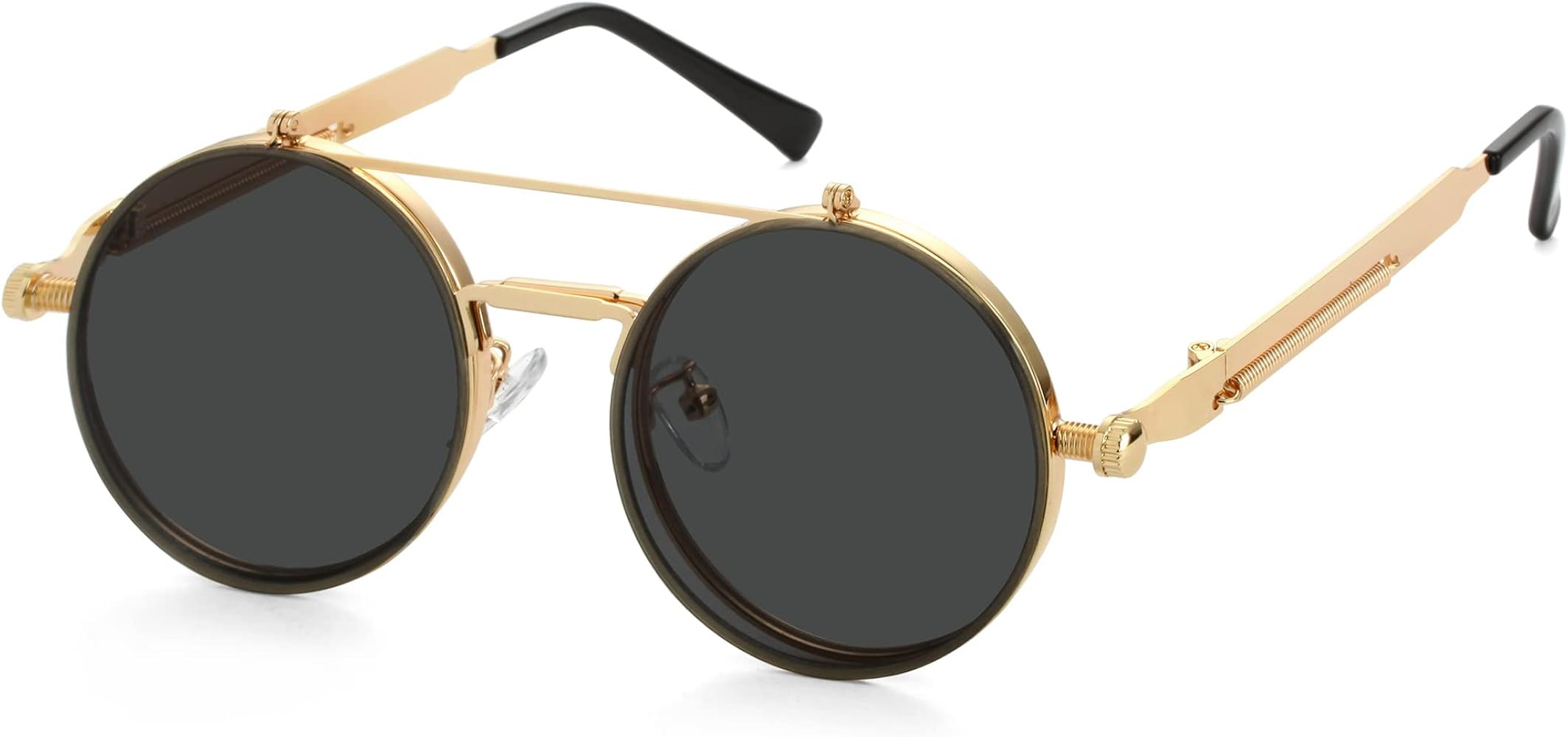 Kursan Vintage Round Flip Up Sunglasses for Women Men Hippie Style Circle Sun Glasses | Amazon (US)