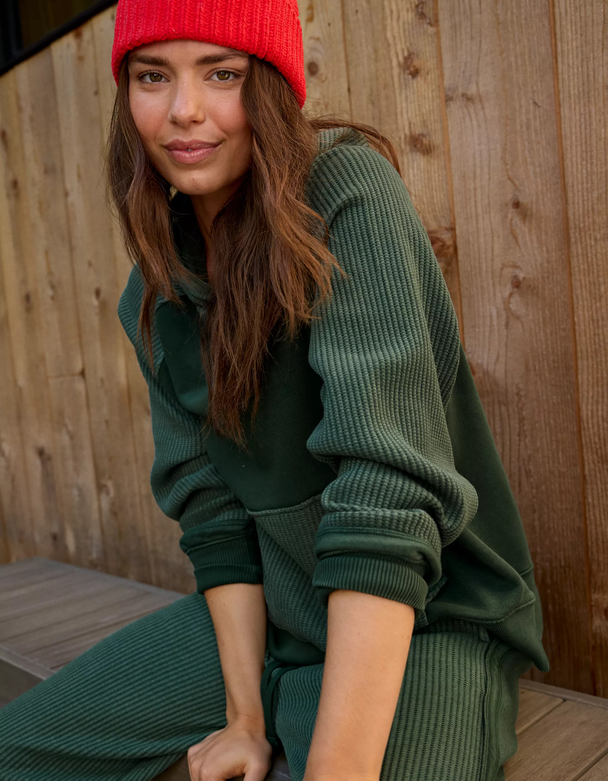 Aerie Essential Waffle Hoodie | Aerie