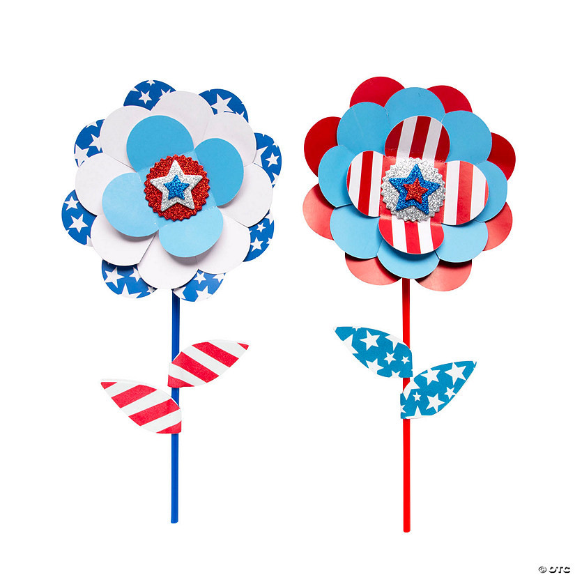 Patriotic Flower Planter Stick Craft Kit - Makes 12 | Oriental Trading Company