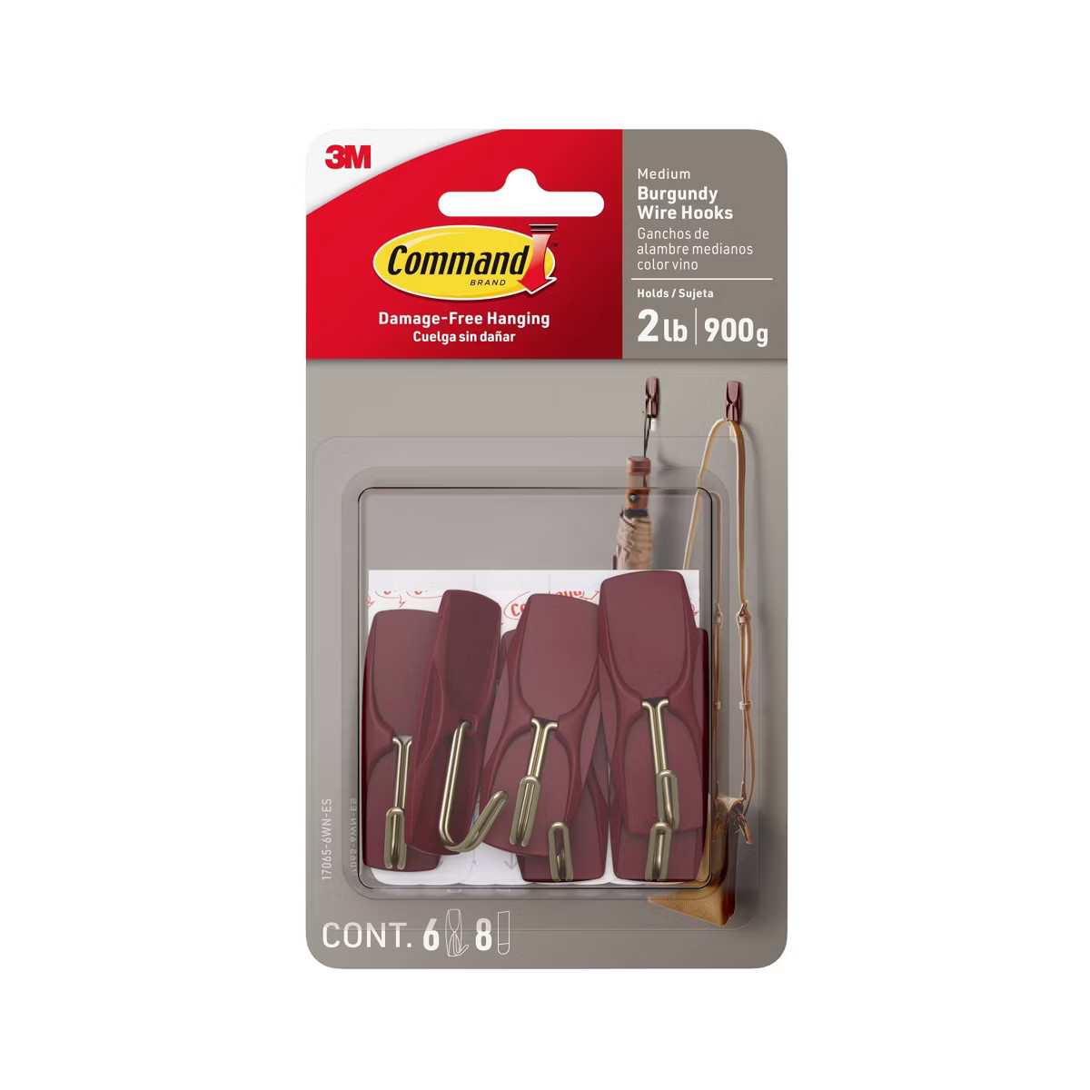 Command Damage-Free Medium 6 Wire Hooks and 8 Strips Olive | Target