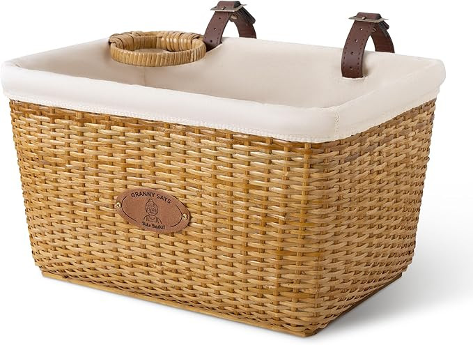 GRANNY SAYS Bike Basket Front with Cup Holder for Women and Men, Natural Rattan Wicker Bike Baske... | Amazon (US)