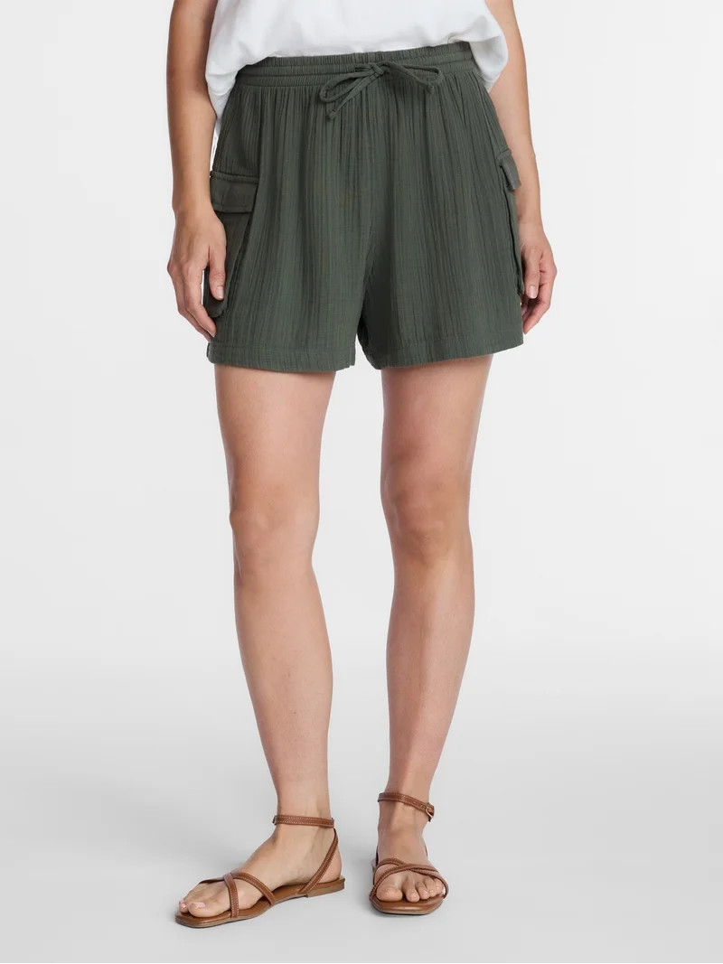 Time and Tru Women's Double Cloth Cargo Shorts, Sizes XS-XXXL | Walmart (US)