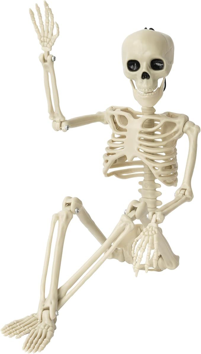 1 Pack Halloween Skeleton Decorations, 15.7" Halloween Full Body Mini Skeleton with Movable Posab... | Amazon (US)