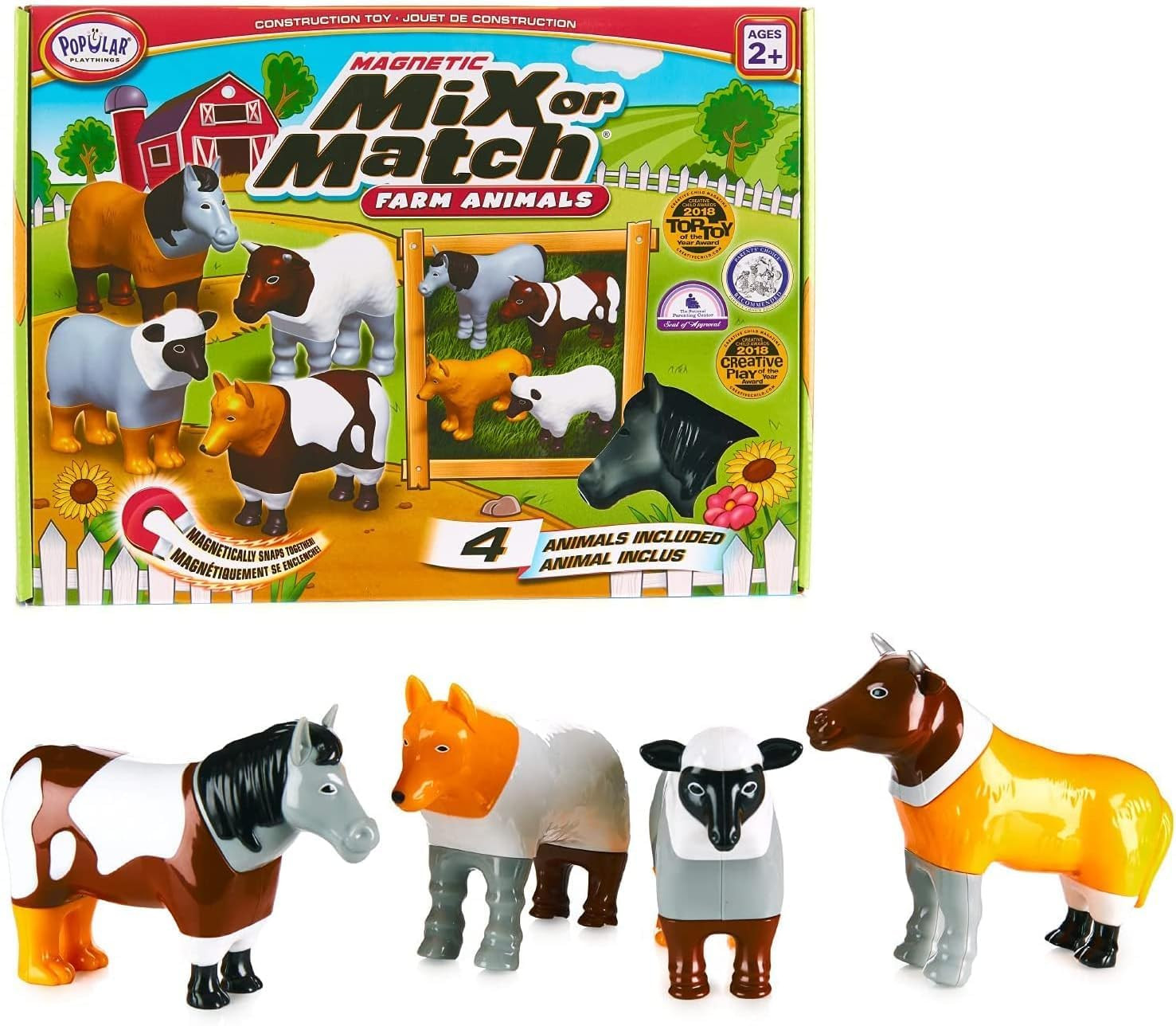 Magnetic Mix or Match Farm Animals Toy Play Set, 16 Pieces | Amazon (US)