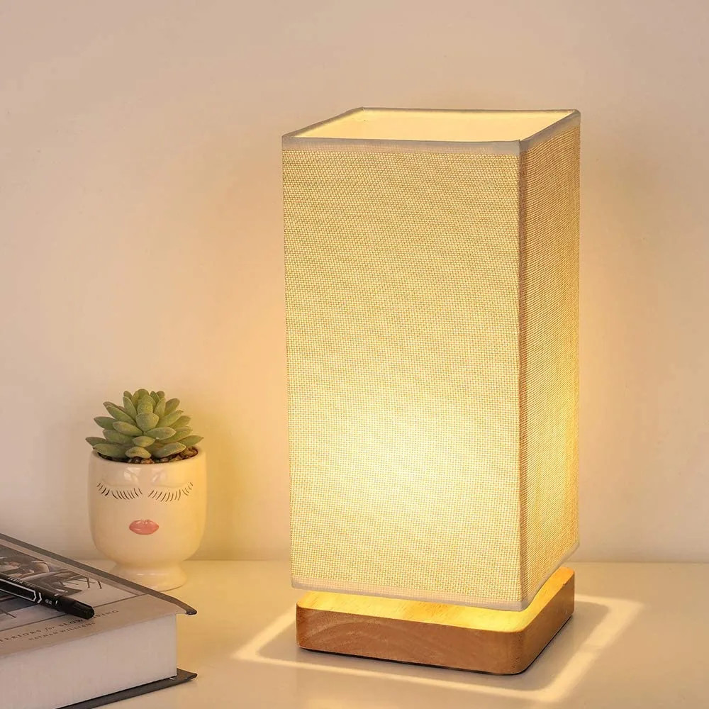 Nightstand Minimalist Modern Desk Lamp with Square Fabric Lamp Shade - 1 PCS | Bed Bath & Beyond