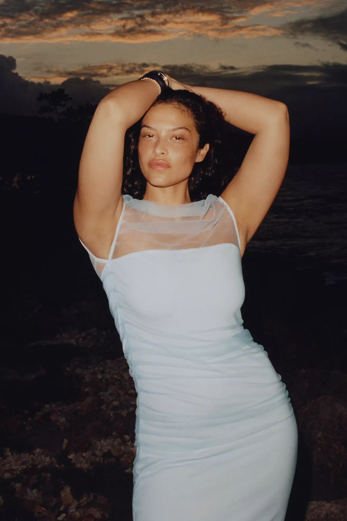 En Elly Mesh Slim Midi Dress | Anthropologie (US)