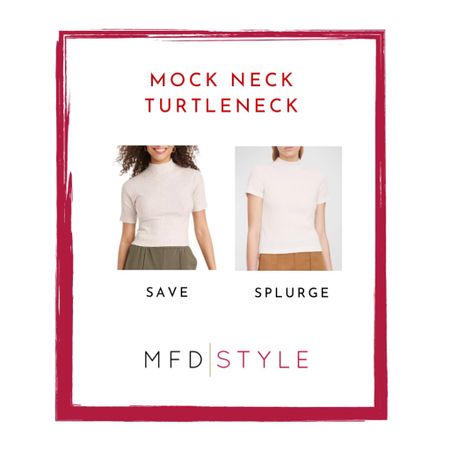 A closet workhorse: cream short sleeve mock neck top. Great finds if you’re looking to save or splurge!