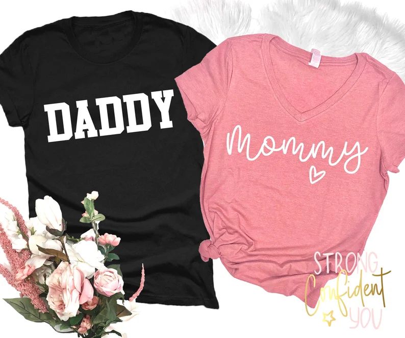 mommy daddy shirts, new parents shirts, pregnancy announcement, mom shirt, dad shirt, mommy shirt... | Etsy (US)