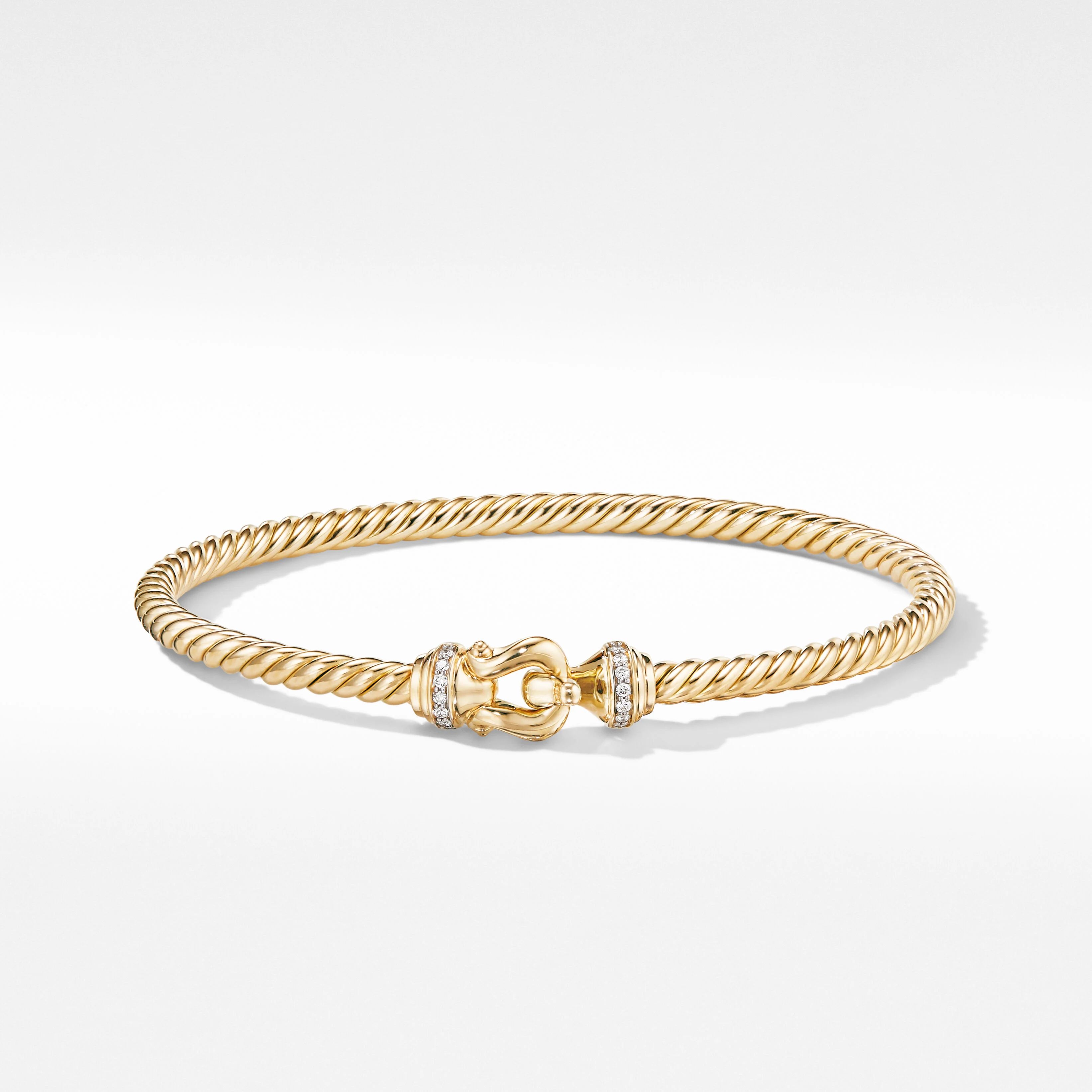 Buckle Bracelet in 18K Yellow Gold with Pavé Diamonds | David Yurman