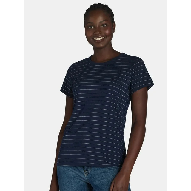 Time and Tru Women’s Slub Jersey Crewneck Tee with Short Sleeves, Sizes XS-XXXL | Walmart (US)