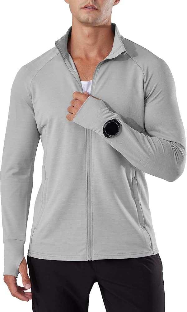Locachy Men's Lightweight Quick Dry Athletic Jacket Full Zip Stand Collar Running Workout Perform... | Amazon (US)