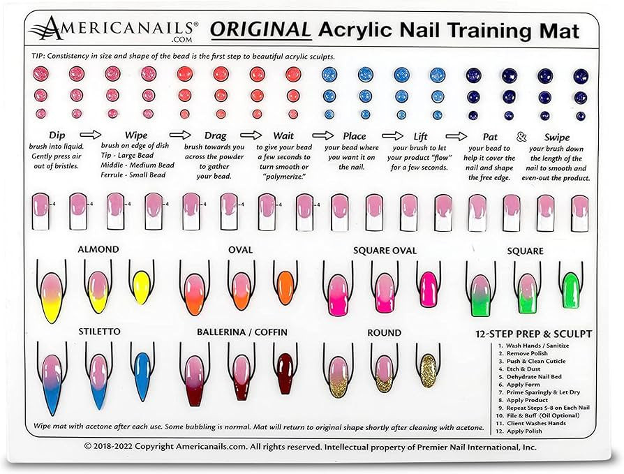 Americanails Acrylic Nail Training Mat - Silicone Trainer Sheet for Application Practice, Flexibl... | Amazon (US)