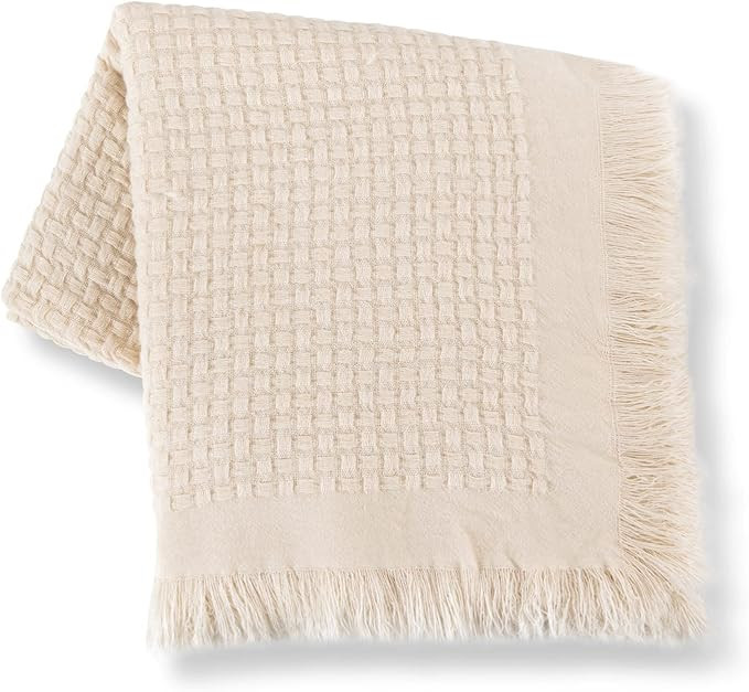 CozeCube Boho Throw Blanket for Couch, Spring Throw Blanket, Basket Weave Waffle Throw Blanket, F... | Amazon (US)