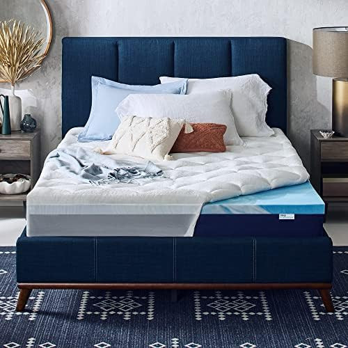 Sleep Innovations Cooling Comfort Gel Memory Foam Dual Layer Mattress Topper, 4 Inch, King Size, ... | Amazon (US)