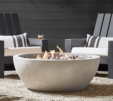 Nerissa Concrete 42&quot; Round Natural Gas Fire Pit Table | Pottery Barn (US)