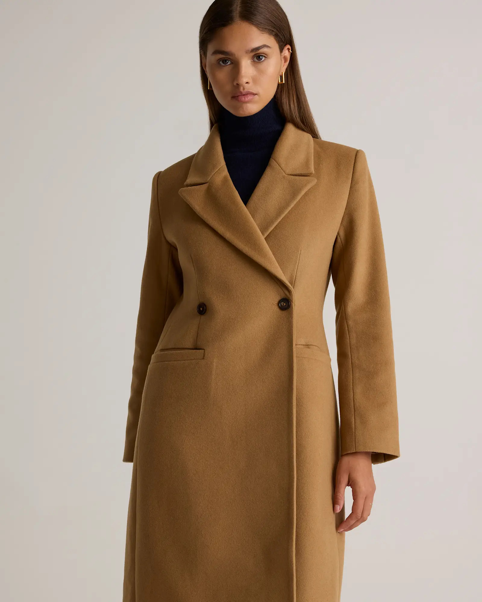 Italian Wool Tailored Coat in Caramel | Quince