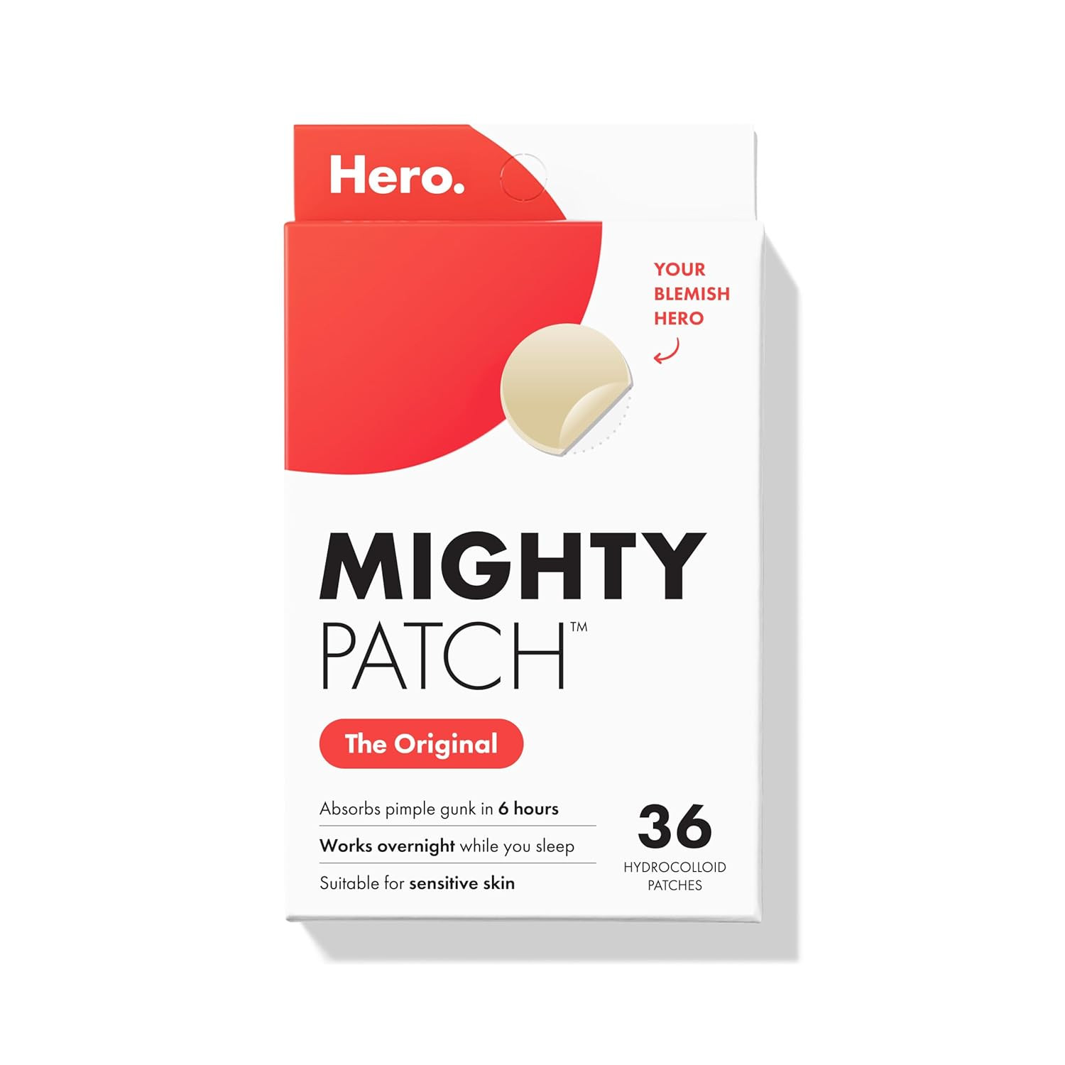 Mighty Patch Original Patch from Hero Cosmetics - #1 Hydrocolloid Acne Pimple Patches for Face, S... | Amazon (US)