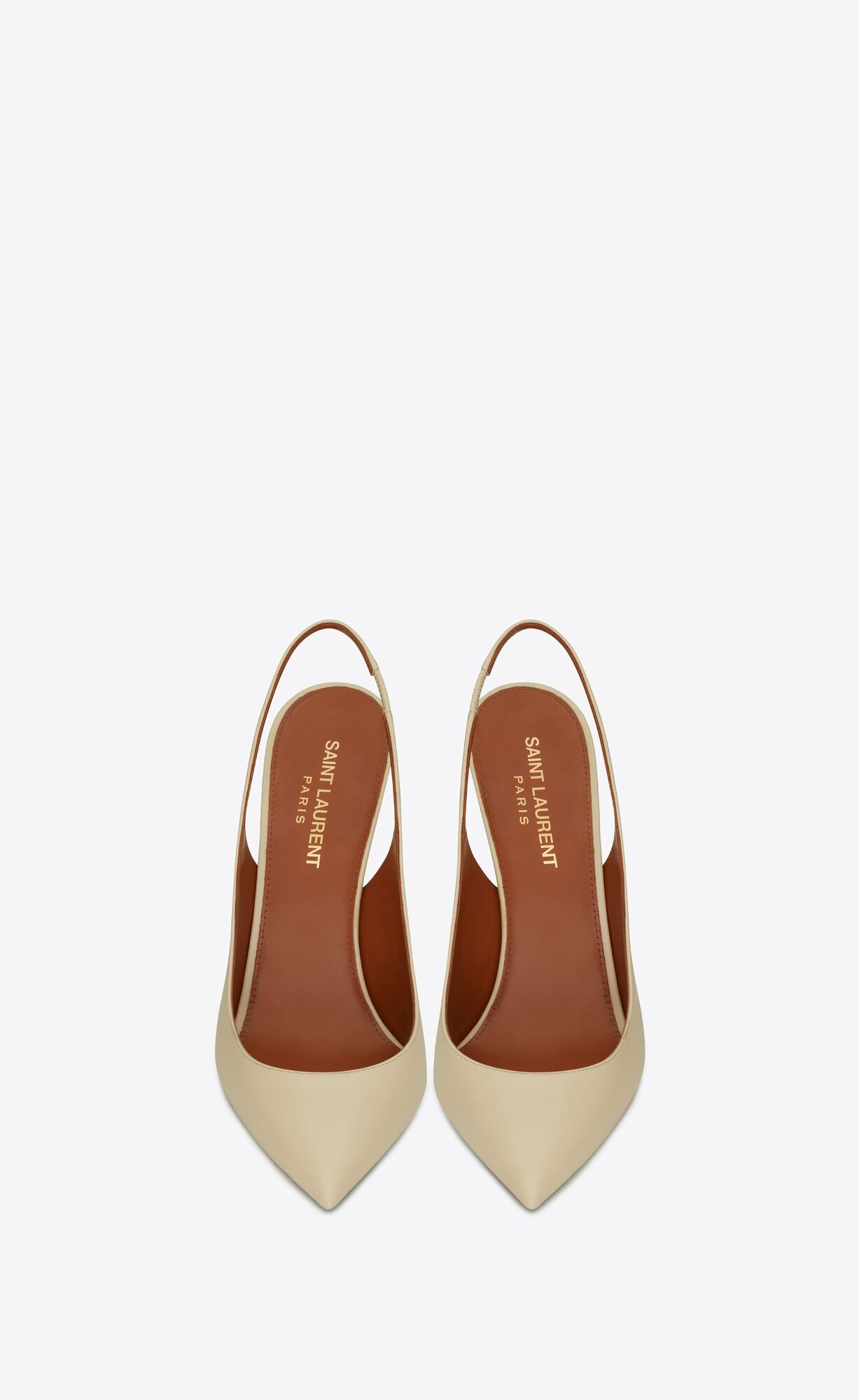 opyum slingback pumps in smooth leather with a gold-tone heel | Saint Laurent Inc. (Global)