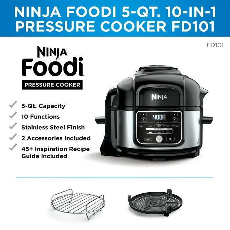 Ninja Foodi 10-in-1 5 Qt Pressure Cooker, Steamer, Bake, Broil, Dehydrate, Air Fryer, Non-Stick, ... | Walmart (US)